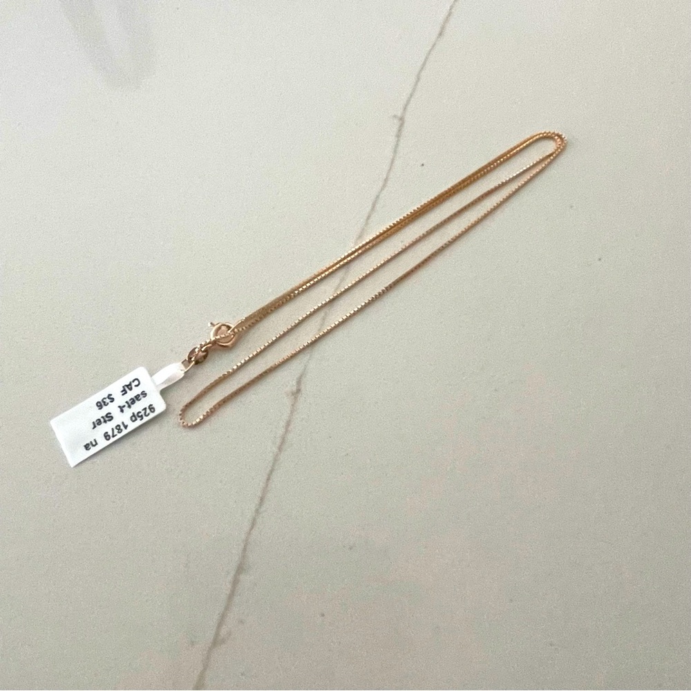 Elegant sterling silver 925 Gold plated  16” box  Chain Necklace